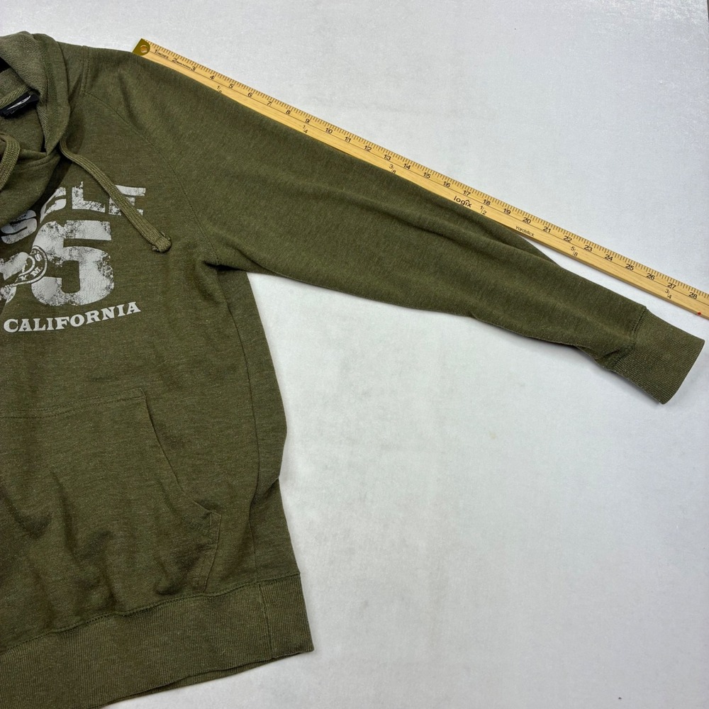 Golds Gym Hoodie Mens Medium Olive Green Muscle 65 Venice California Graphic - Picture 6 of 6